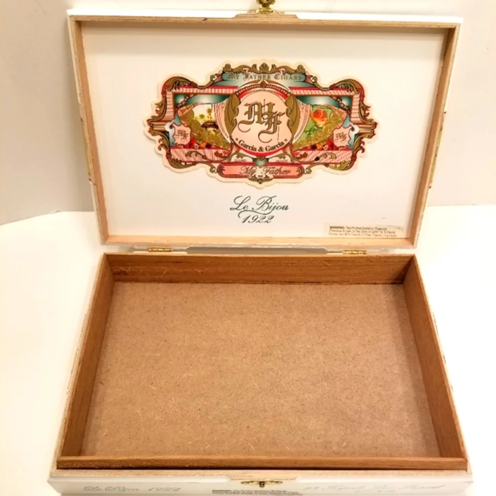 My Father Cigars Le Bijou 1922 Torpedo Box Pressed EMPTY Collectible White Gold!
